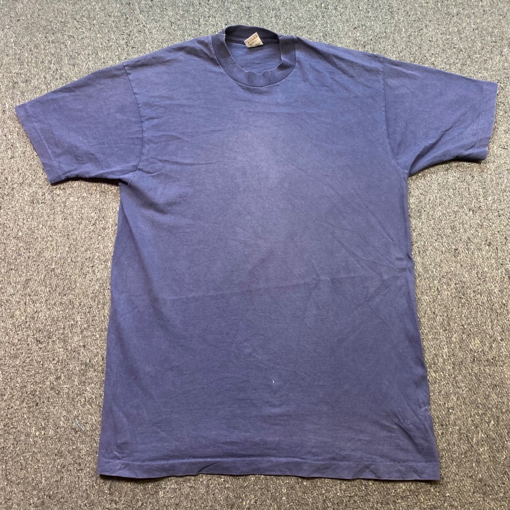 Fruit of the Loom TShirt Sz XL Mens Navy Blue 90s Skater Single Stitch Blank Tee
